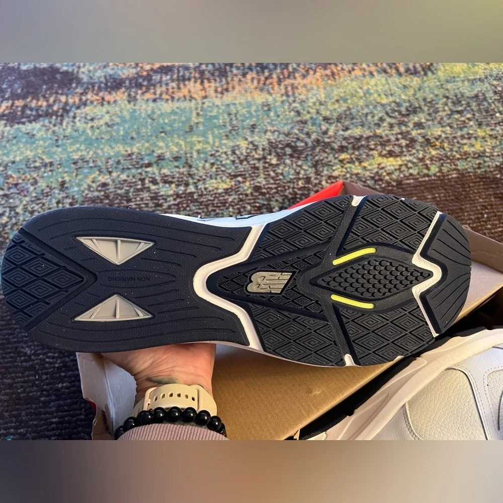 New Balance White and Navy Sneakers